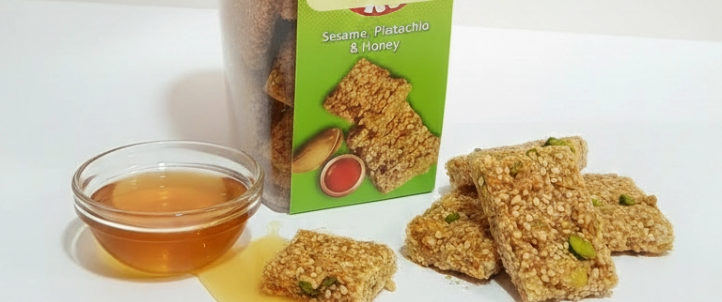 sesame crocant with pistachio and honey, pistachio, honey, fig, delicious, crispy, manu crocant, industrial, production, wholesale, nut bar, gluten free